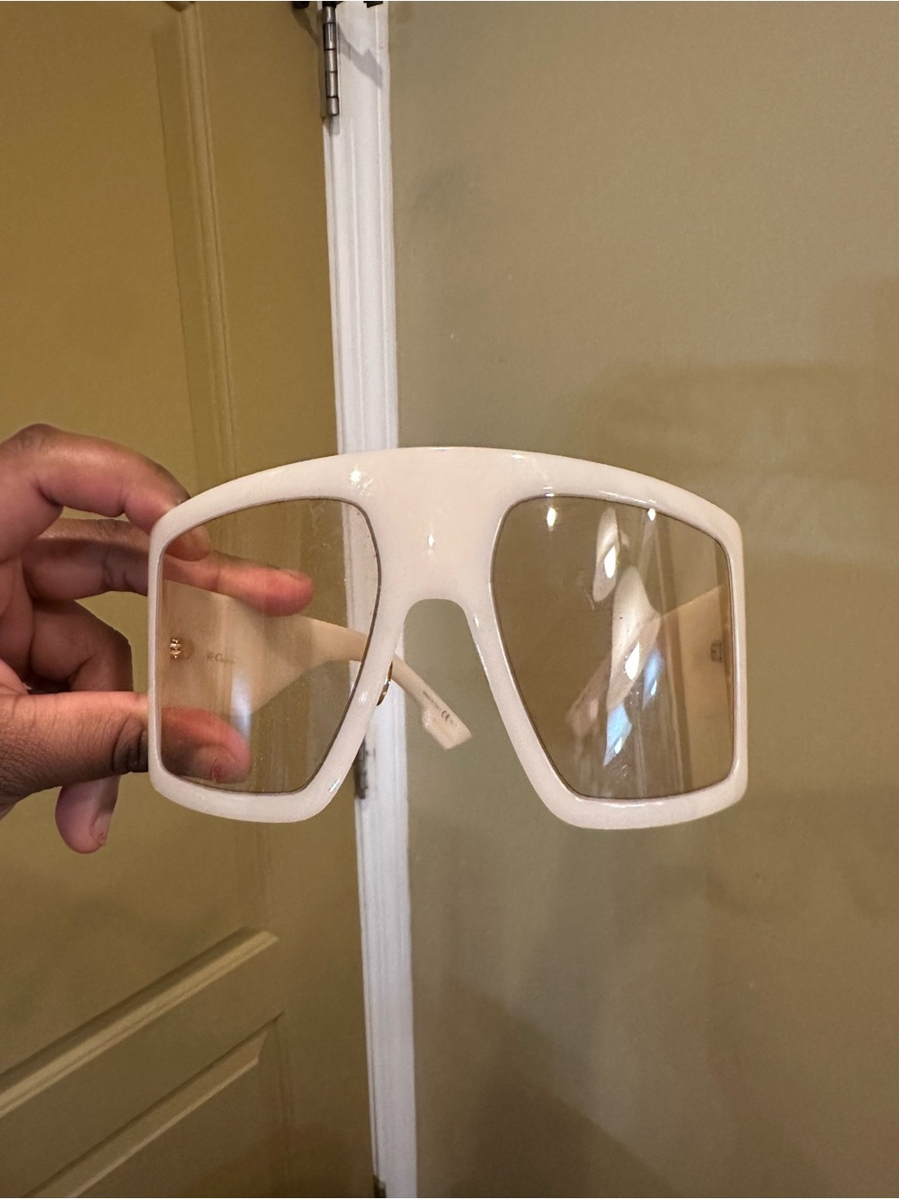 Dior Oversized White Shield Sunglasses